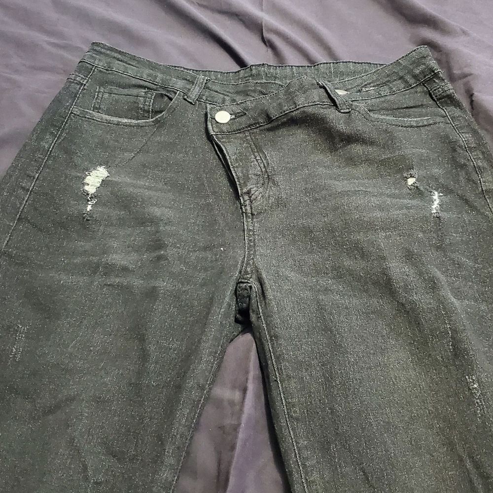 Womens Crossover Waist Button Fly Jeans